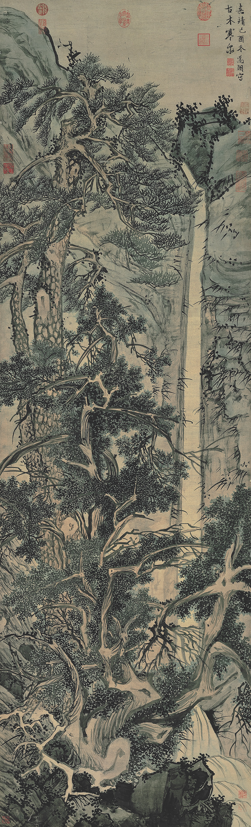 明 文徵明 古木寒泉图轴绢本194.1x59