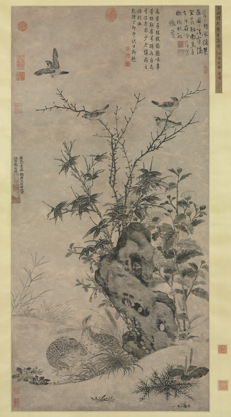 元_王渊_秋景鹑雀图轴