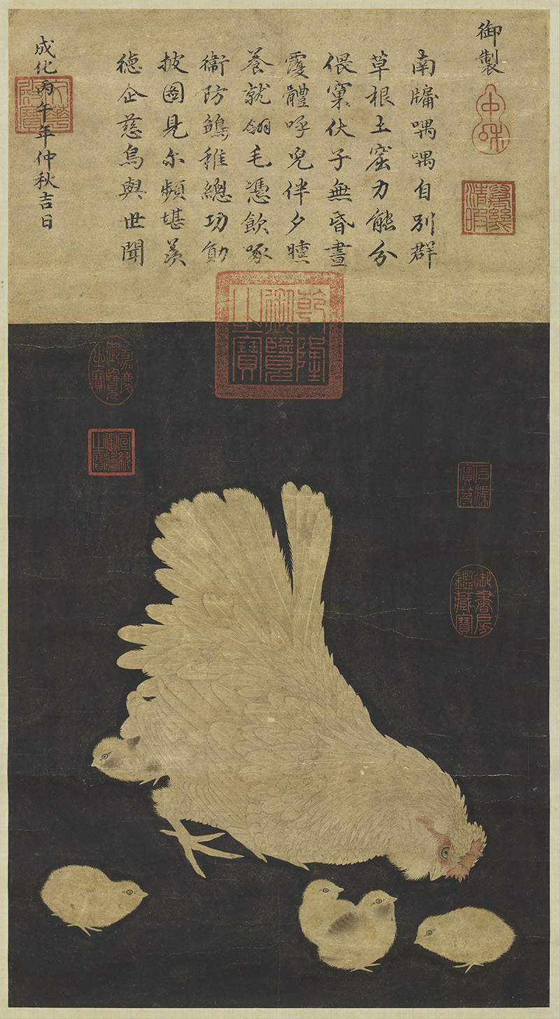 宋_佚名_子母鸡图轴