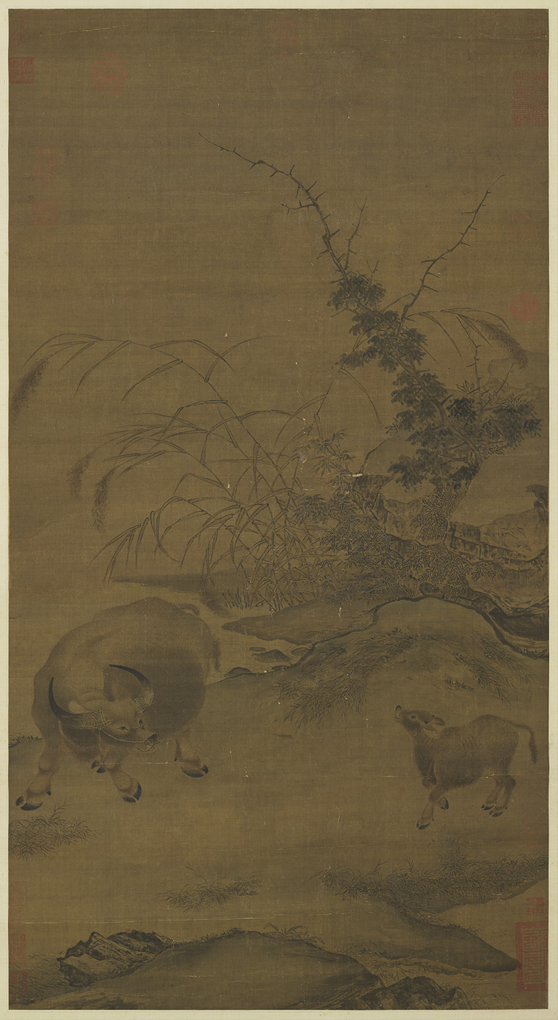 宋_佚名_平畴呼犊图轴