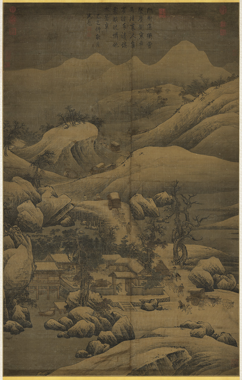 宋_佚名_雪栈牛车图轴
