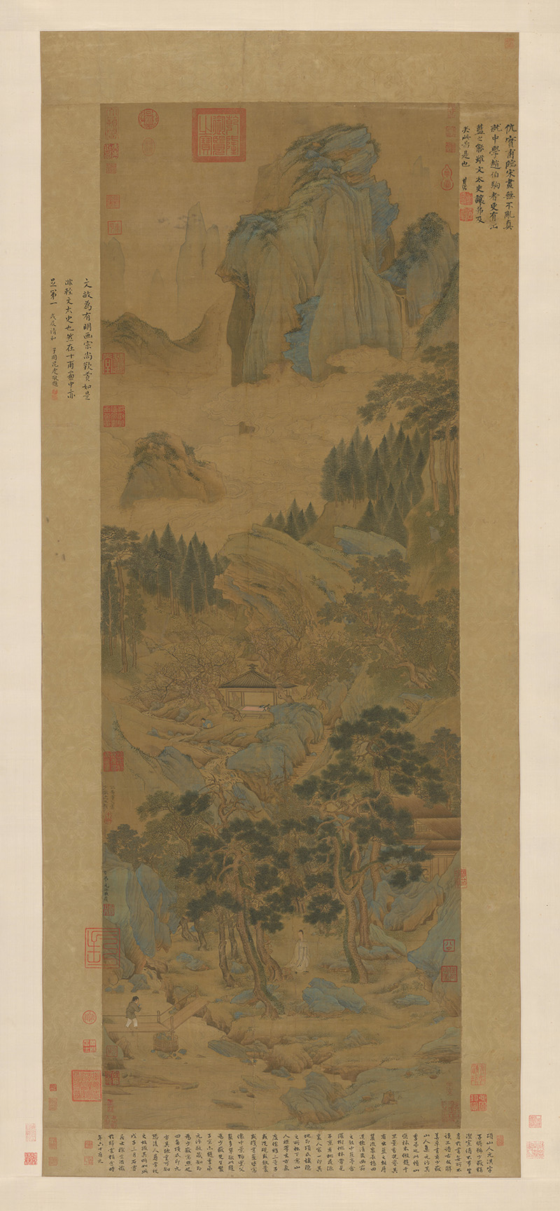 明_仇英_桃村草堂图轴