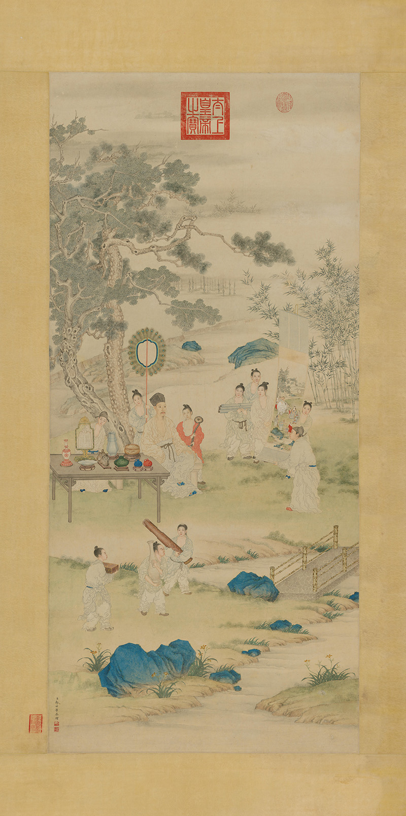 清 郎世宁 弘历观画图轴 