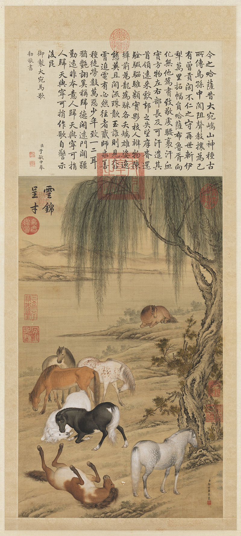 清 郎世宁 云锦呈才图轴