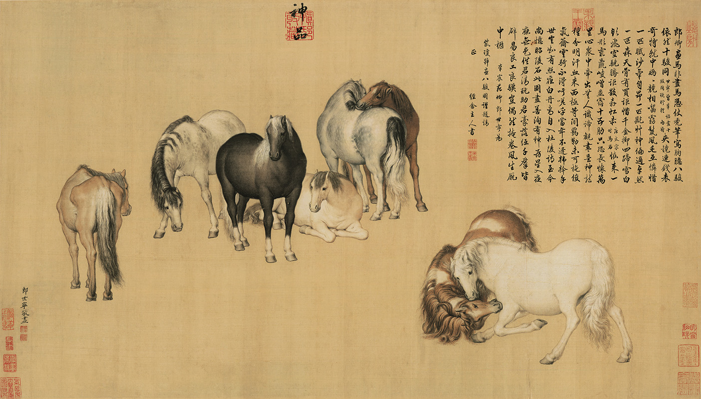 清 郎世宁 八骏图横版