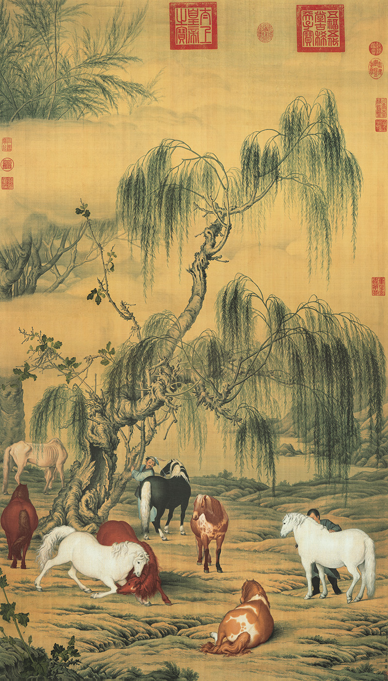 清郎世宁八骏图轴