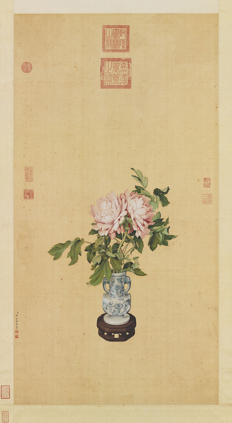 清郎世宁瓶花图轴