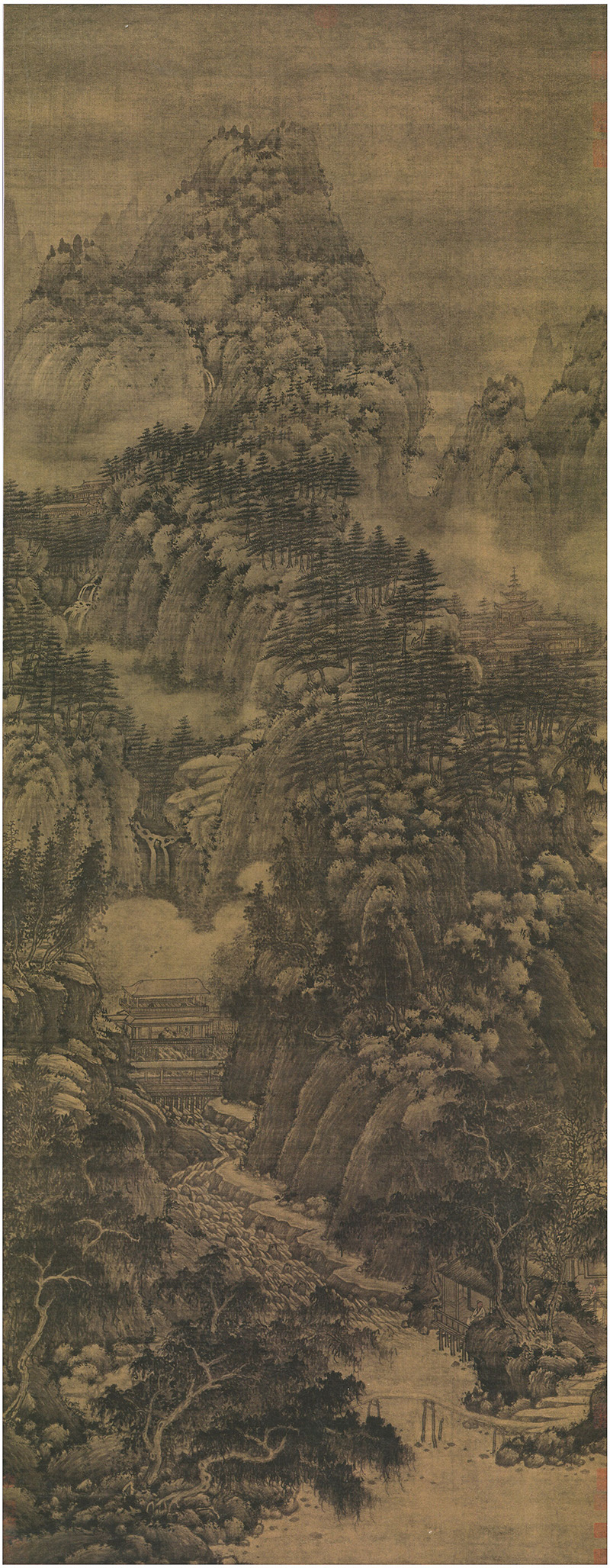 五代 巨然 万壑松风图轴