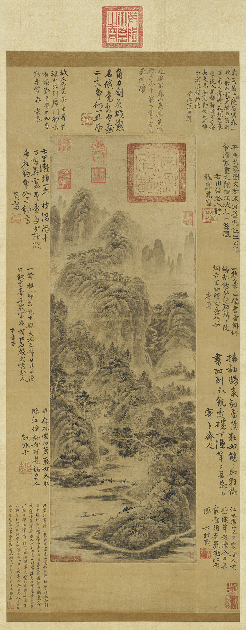 五代 巨然 富春山图轴