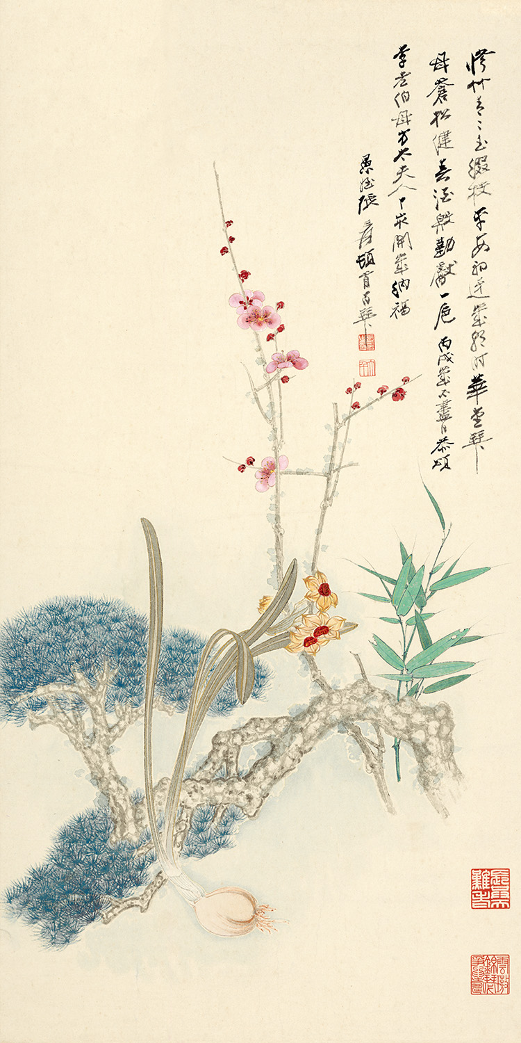 张大千 花朝纳福图轴  纸本 竖版.jpg
